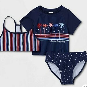 art class™ 3pc Sunset Print Rash Guard Set - Size XL (14-16)